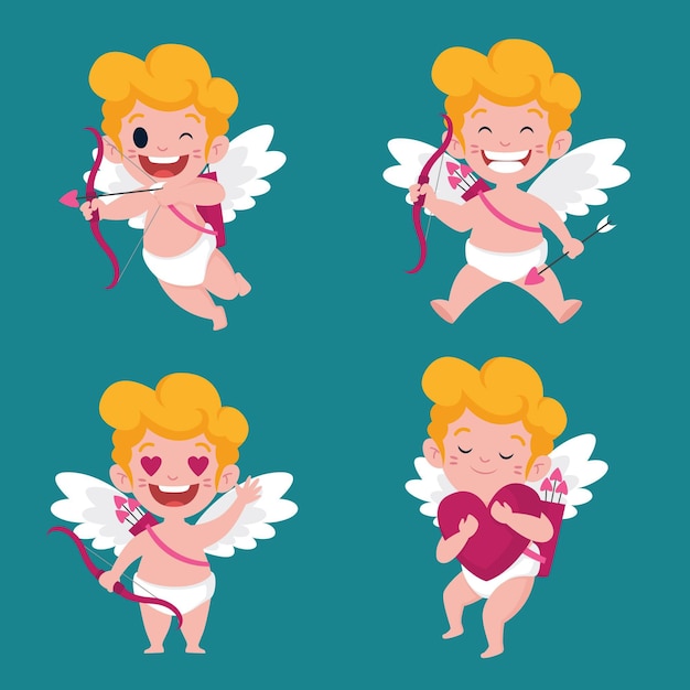 Hand drawn cupid character collection