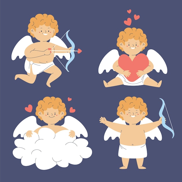 Hand drawn cupid character collection