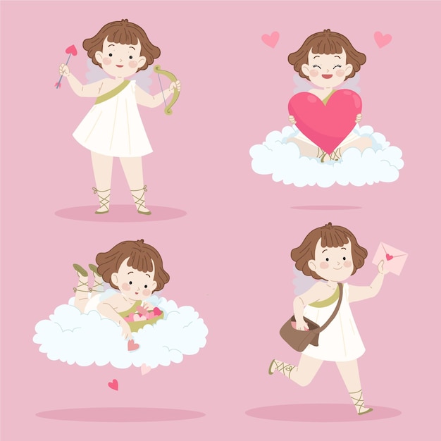 Hand drawn cupid character collection