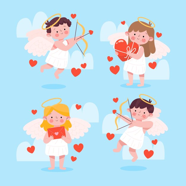 Hand drawn cupid character collection