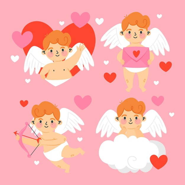 Hand drawn cupid character collection