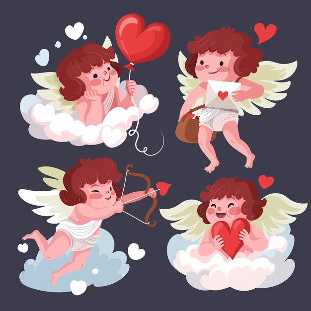 Hand drawn cupid character collection