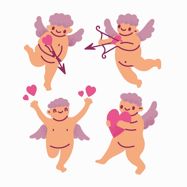 Free vector hand drawn cupid character pack