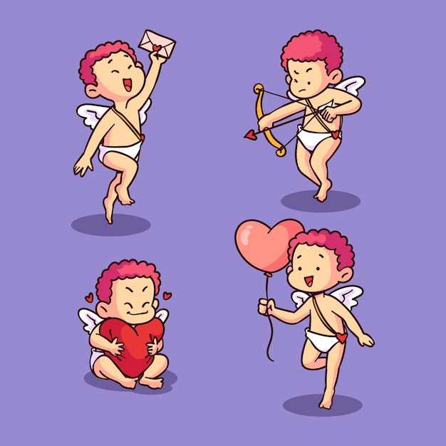 Free vector hand drawn cupid character pack