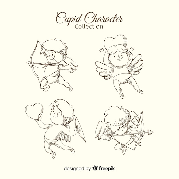 Free Vector hand drawn cupid set