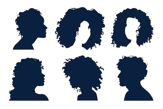 Free Vector hand drawn curly hair silhouette