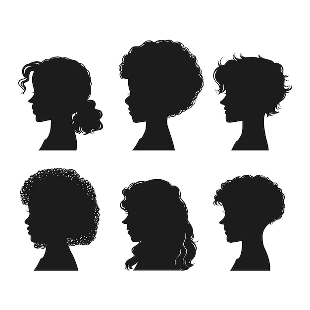 Hand drawn curly hair silhouette