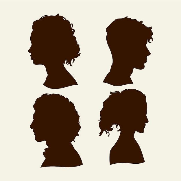 Hand drawn curly hair silhouette