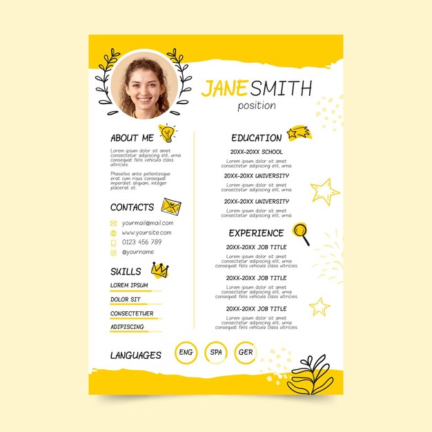 Hand drawn curriculum vitae