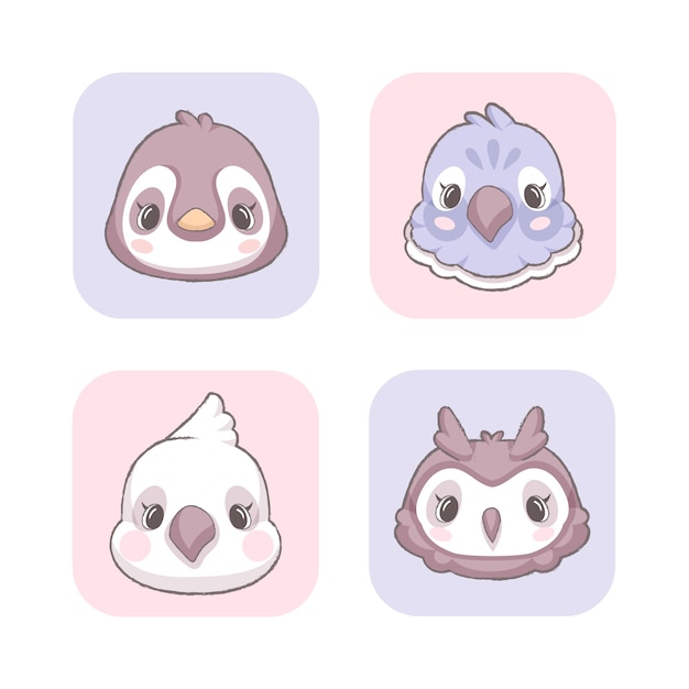 Free vector hand drawn cute animal avatars element set