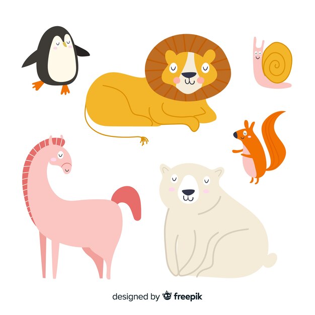 Hand drawn cute animal collection