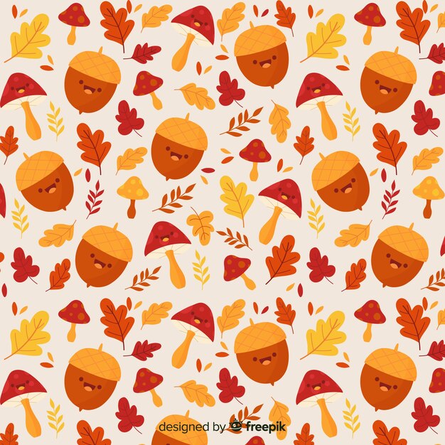 Hand drawn cute autumn pattern