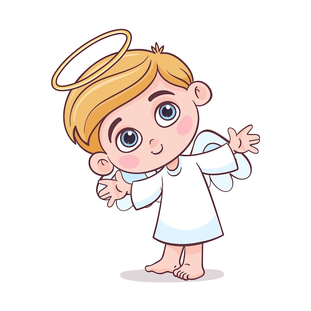 Free vector hand drawn cute cartoon angel illustration