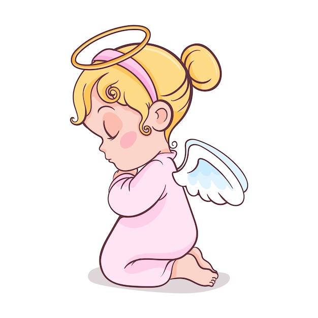 Free vector hand drawn cute cartoon angel illustration