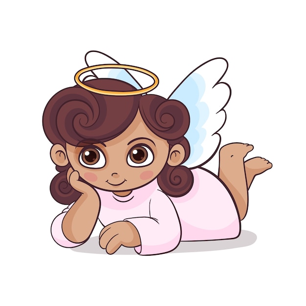 Free vector hand drawn cute cartoon angel illustration