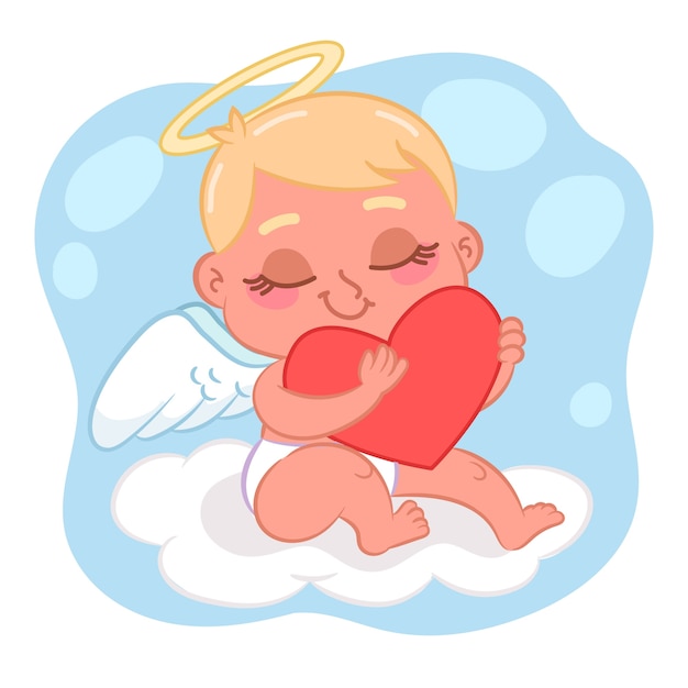 Free vector hand drawn cute cartoon angel illustration