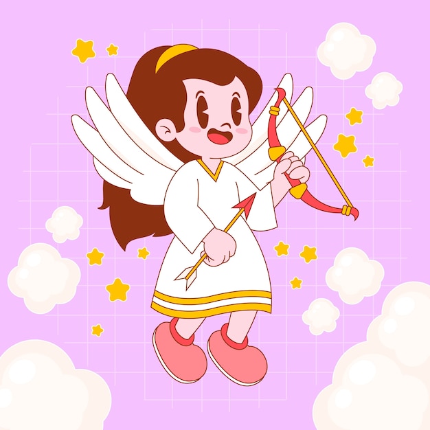 Free Vector hand drawn cute cartoon angel illustration