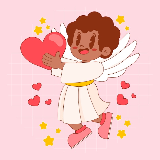 Free Vector hand drawn cute cartoon angel illustration