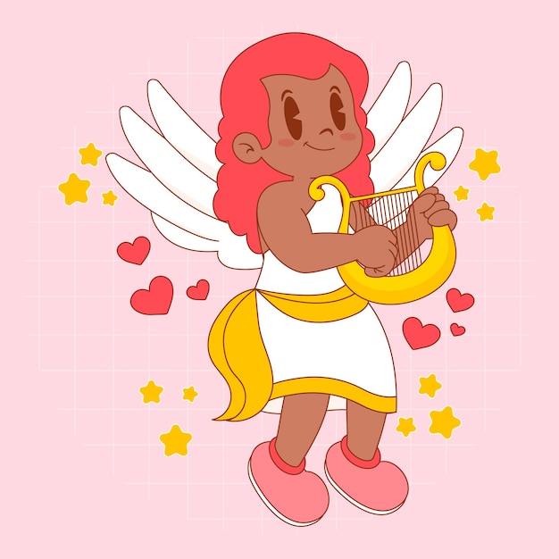 Hand drawn cute cartoon angel illustration