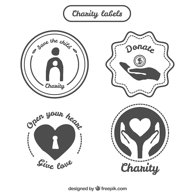 Free vector hand drawn cute charity labels