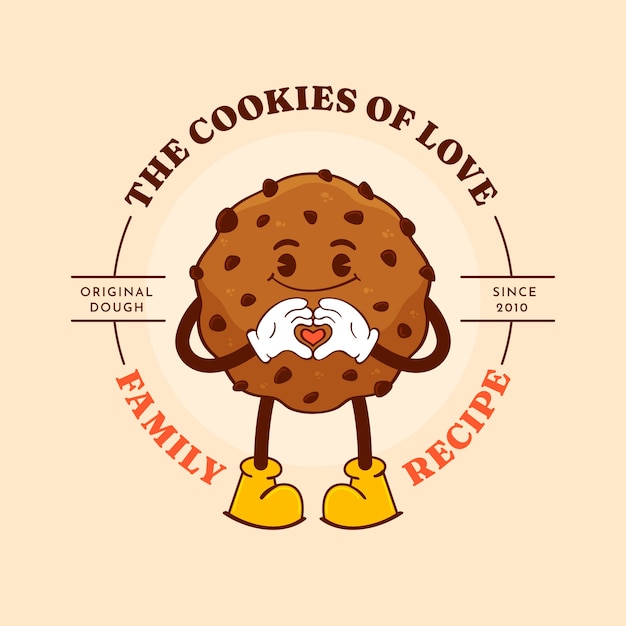 Free Vector hand drawn cute chocolate chip cookie logo