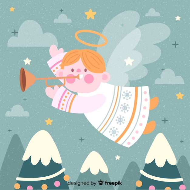 Hand drawn cute christmas angel