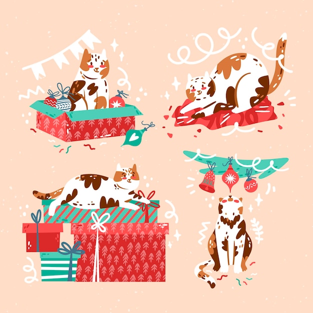 Free Vector hand drawn cute christmas collection