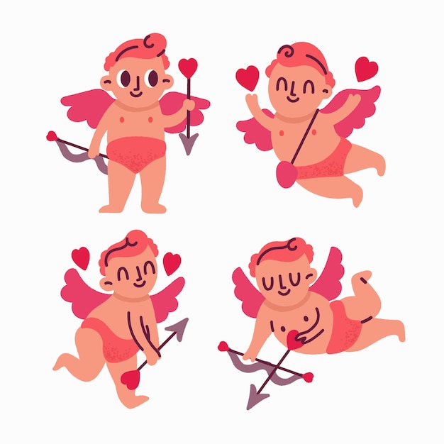 Free vector hand drawn cute cupid character collection