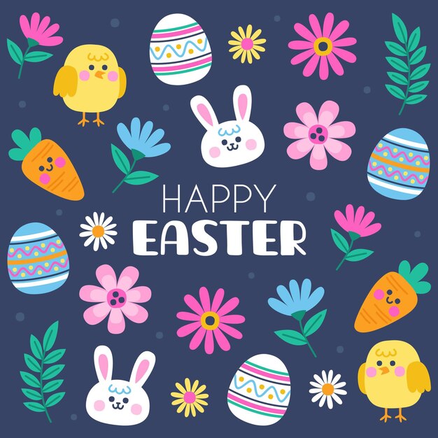 Hand drawn cute easter illustration