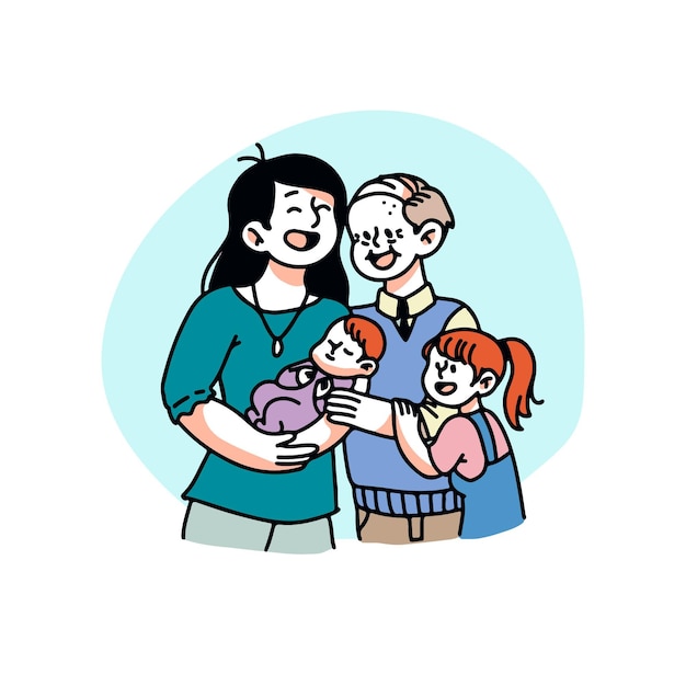 Hand drawn cute family illustration