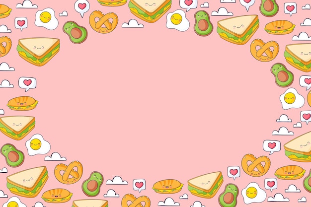 Free Vector hand drawn cute food frame background