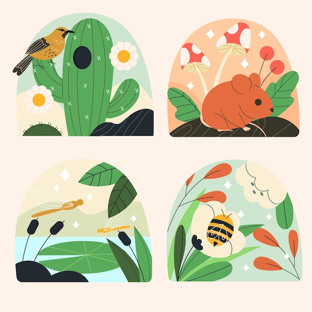 Hand drawn cute nature collection