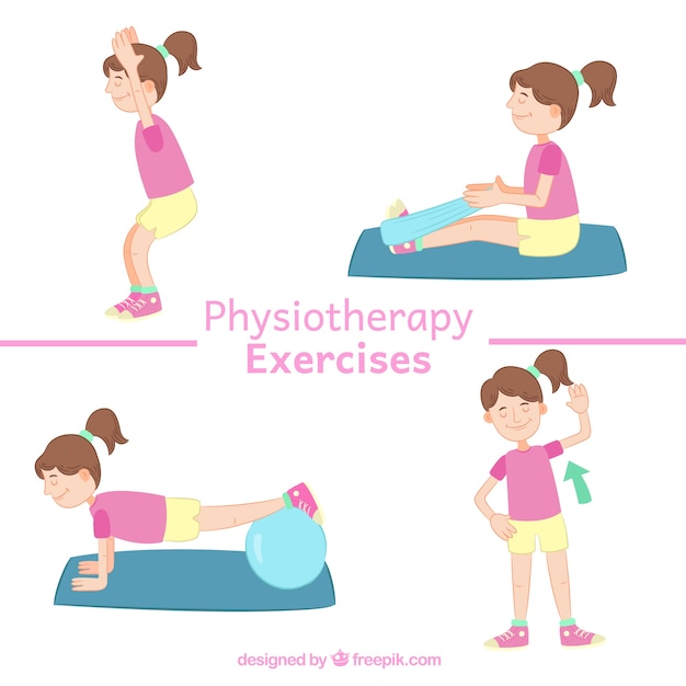 Free Vector hand-drawn cute patient doing physiotherapy exercises