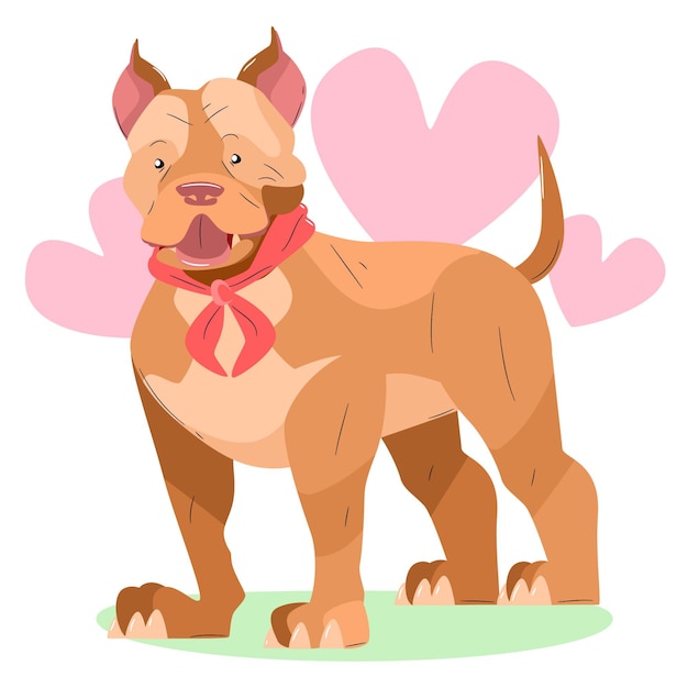 Hand drawn cute pitbull illustration