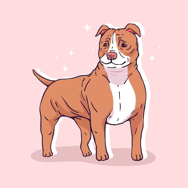 Free vector hand drawn cute pitbull illustration