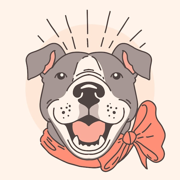 Free Vector hand drawn cute pitbull illustration