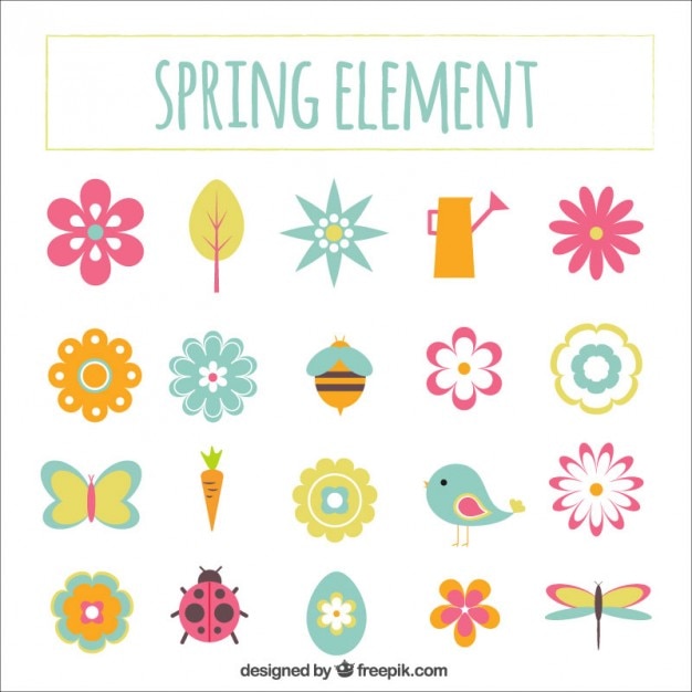 Free Vector hand drawn cute spring elements 