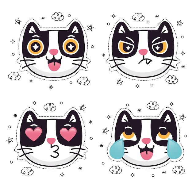 Hand drawn cute stickers collection