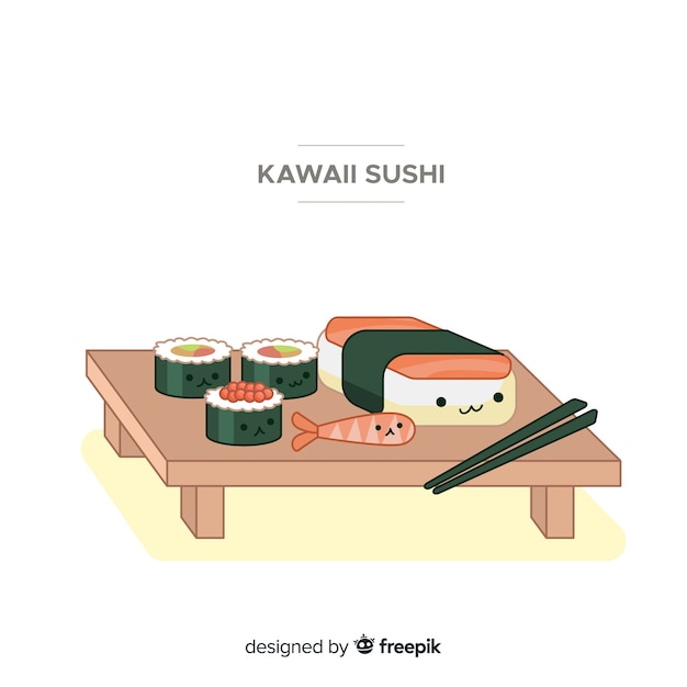 Hand drawn cute sushi collection