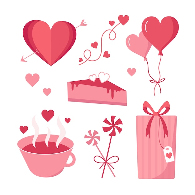 Free Vector hand drawn cute valentine's day element collection