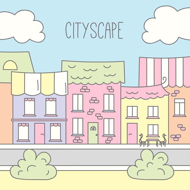 Free Vector hand drawn cute village background