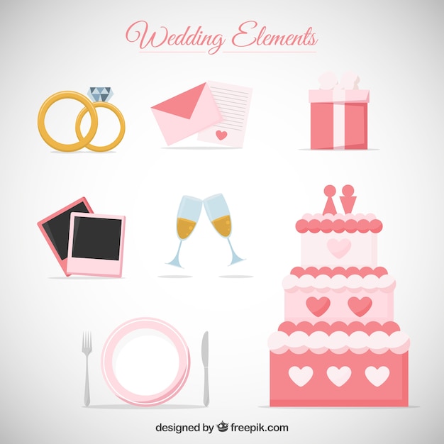 Free Vector hand drawn cute wedding accessory collection