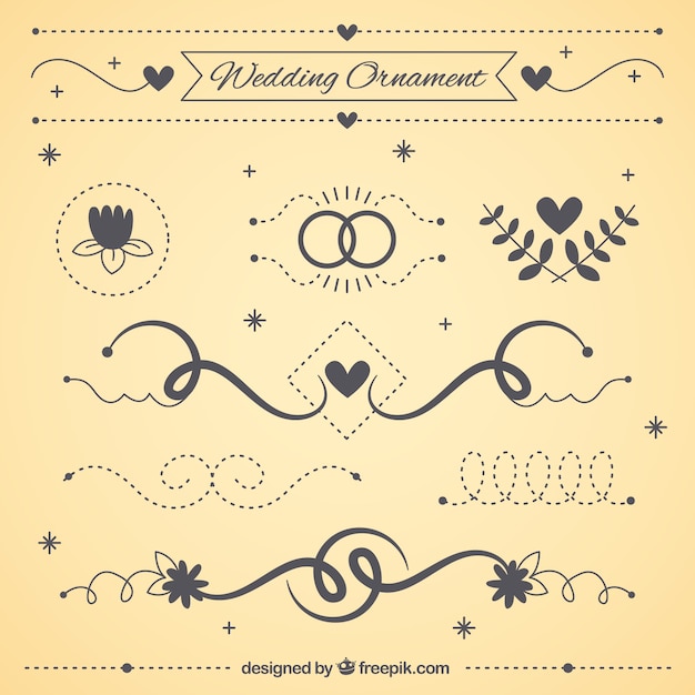 Hand drawn cute wedding ornaments