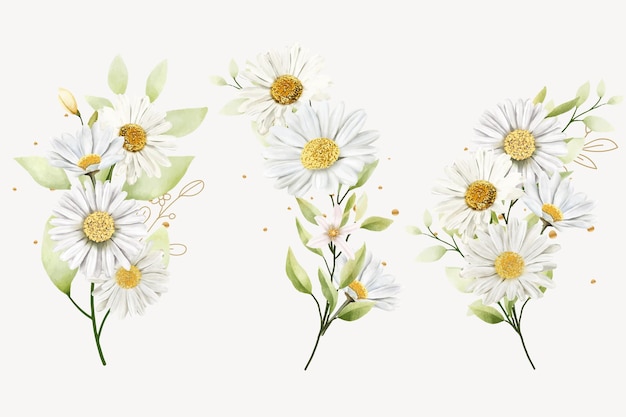 Free Vector hand drawn daisy floral bouquet background design