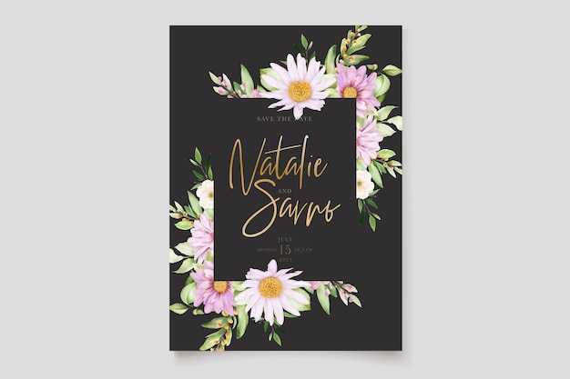 Free Vector hand drawn daisy floral card set