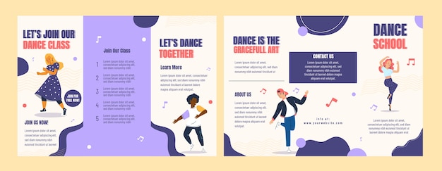 Hand drawn dance school brochure template