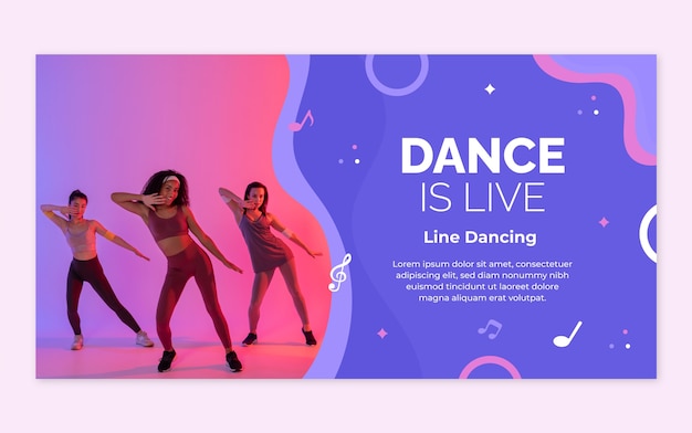 Hand drawn dance school dynamic facebook template