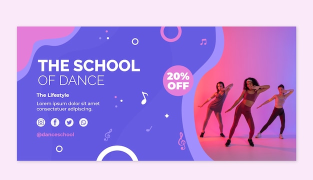 Free Vector hand drawn dance school dynamic sale banner