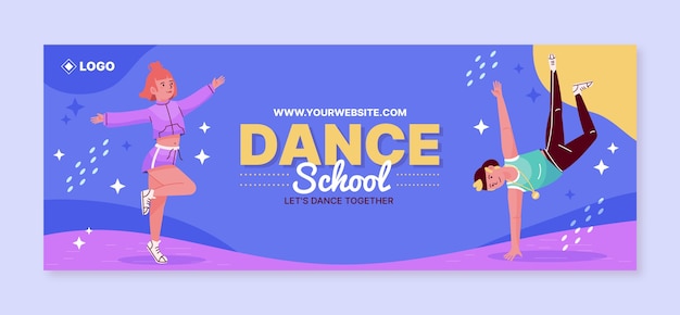 Hand drawn dance school facebook cover