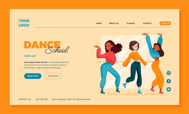 Hand drawn dance school landing page